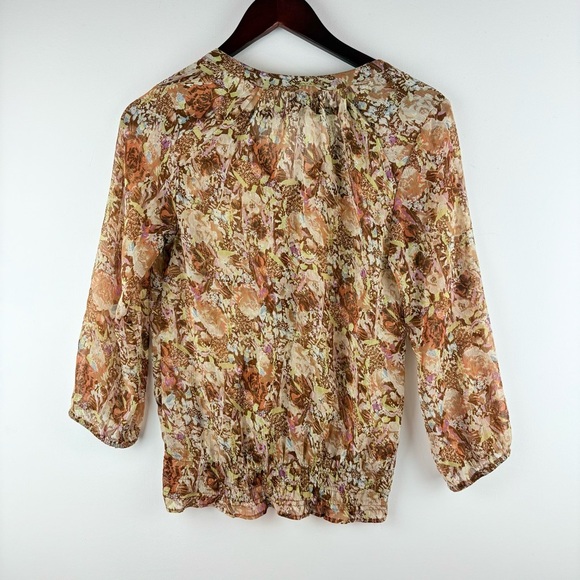 Women’s Nordstrom Fire Los Angeles Floral Sheer Chiffon Blouse Shirt Size Small - Picture 4 of 4